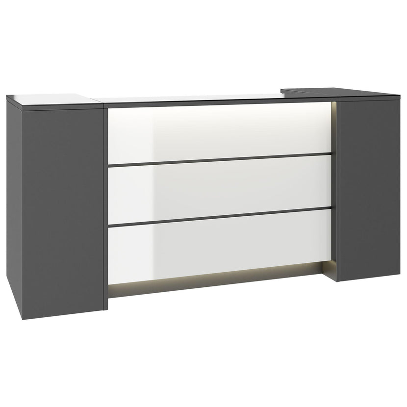 NOVUM Empfangstheke | 2000 - 2400 mm, Multicolor-LED-Beleuchtung, Anthrazit