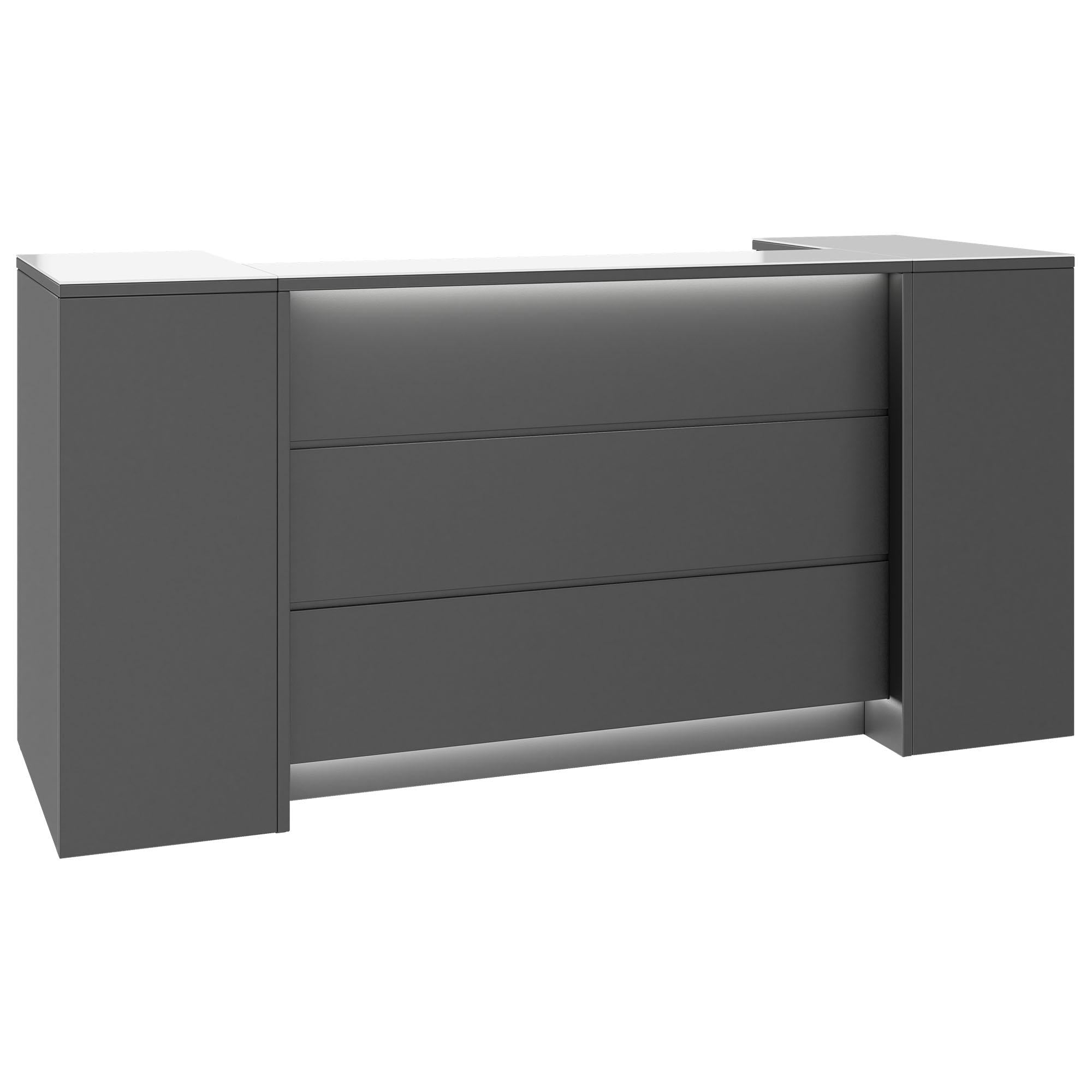 NOVUM Empfangstheke | 2000 - 2400 mm, Multicolor-LED-Beleuchtung, Anthrazit