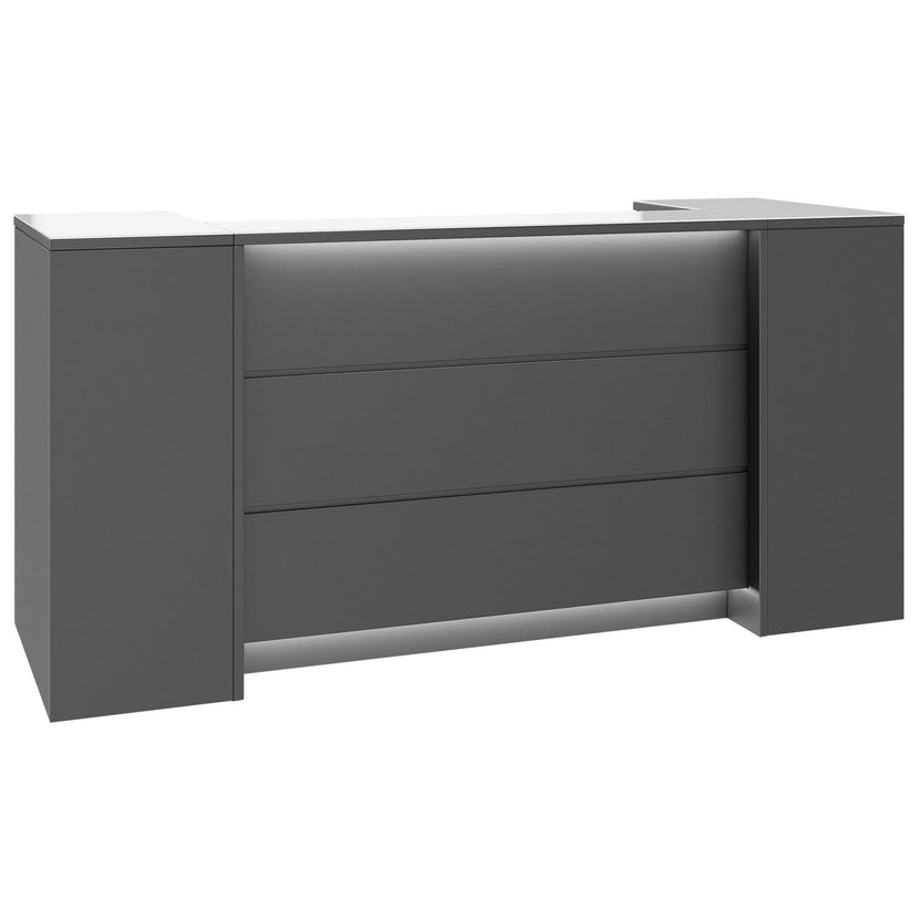 NOVUM Empfangstheke | 2000 - 2400 mm, Multicolor-LED-Beleuchtung, Anthrazit