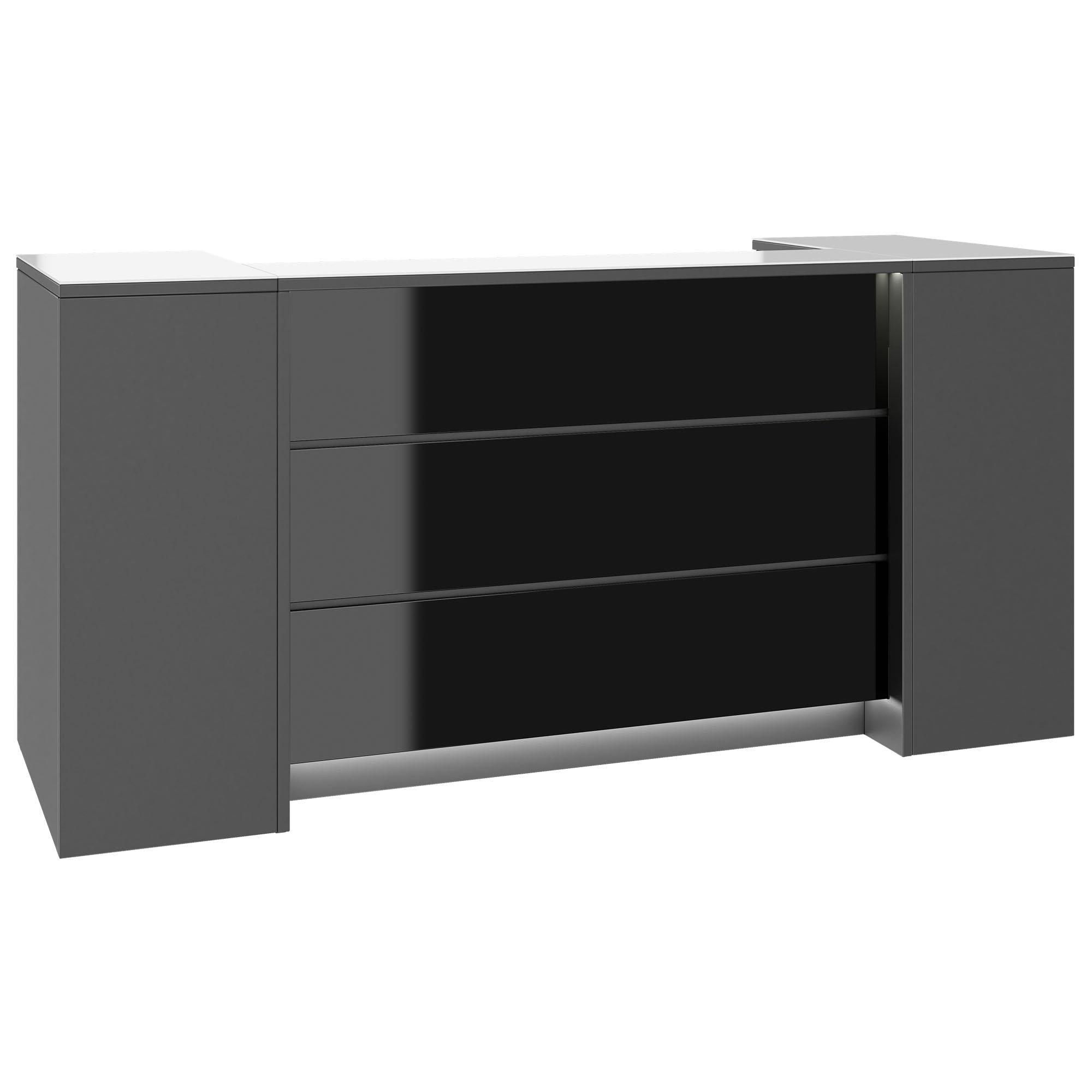 NOVUM Empfangstheke | 2000 - 2400 mm, Multicolor-LED-Beleuchtung, Anthrazit