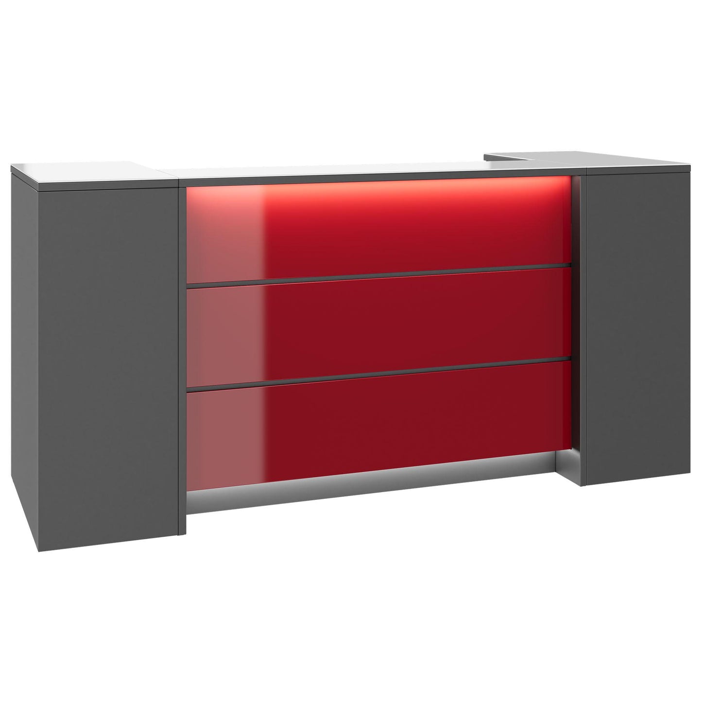 NOVUM Empfangstheke | 2000 - 2400 mm, Multicolor-LED-Beleuchtung, Anthrazit
