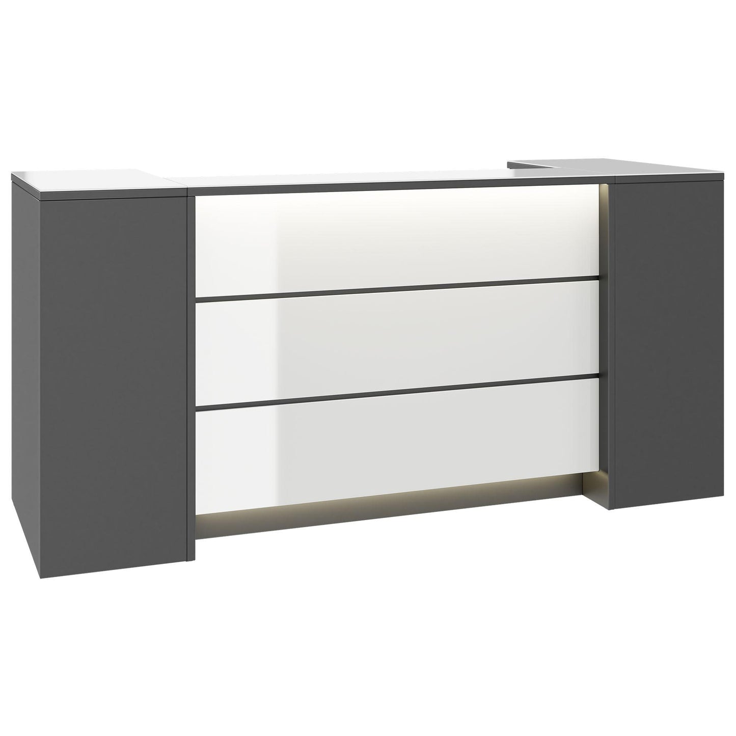 NOVUM Empfangstheke | 2000 - 2400 mm, Multicolor-LED-Beleuchtung, Anthrazit