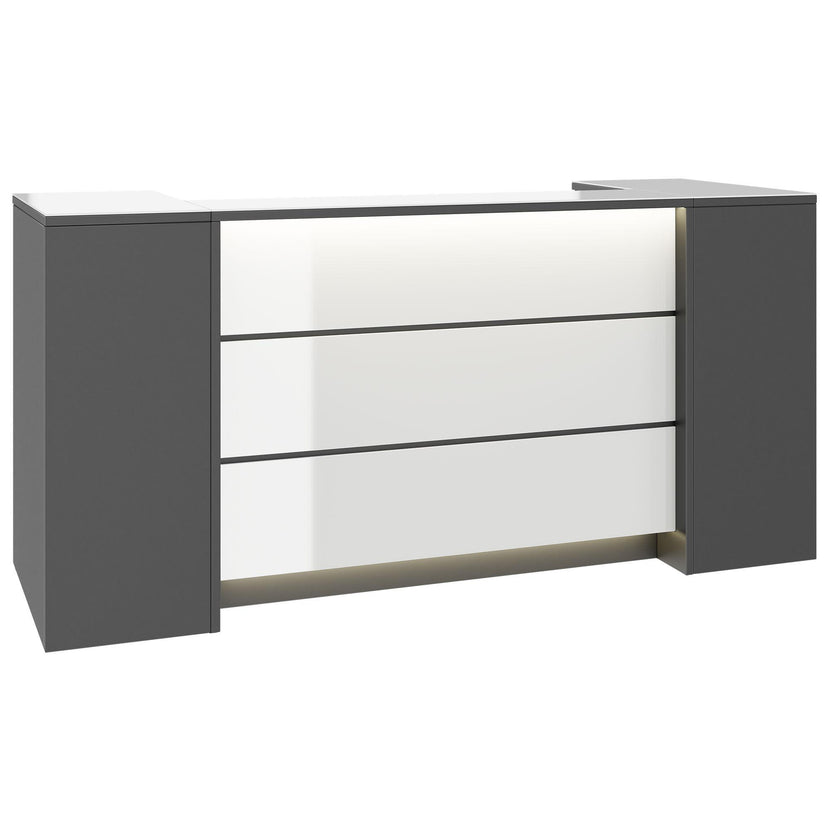 NOVUM Empfangstheke | 2000 - 2400 mm, Multicolor-LED-Beleuchtung, Anthrazit