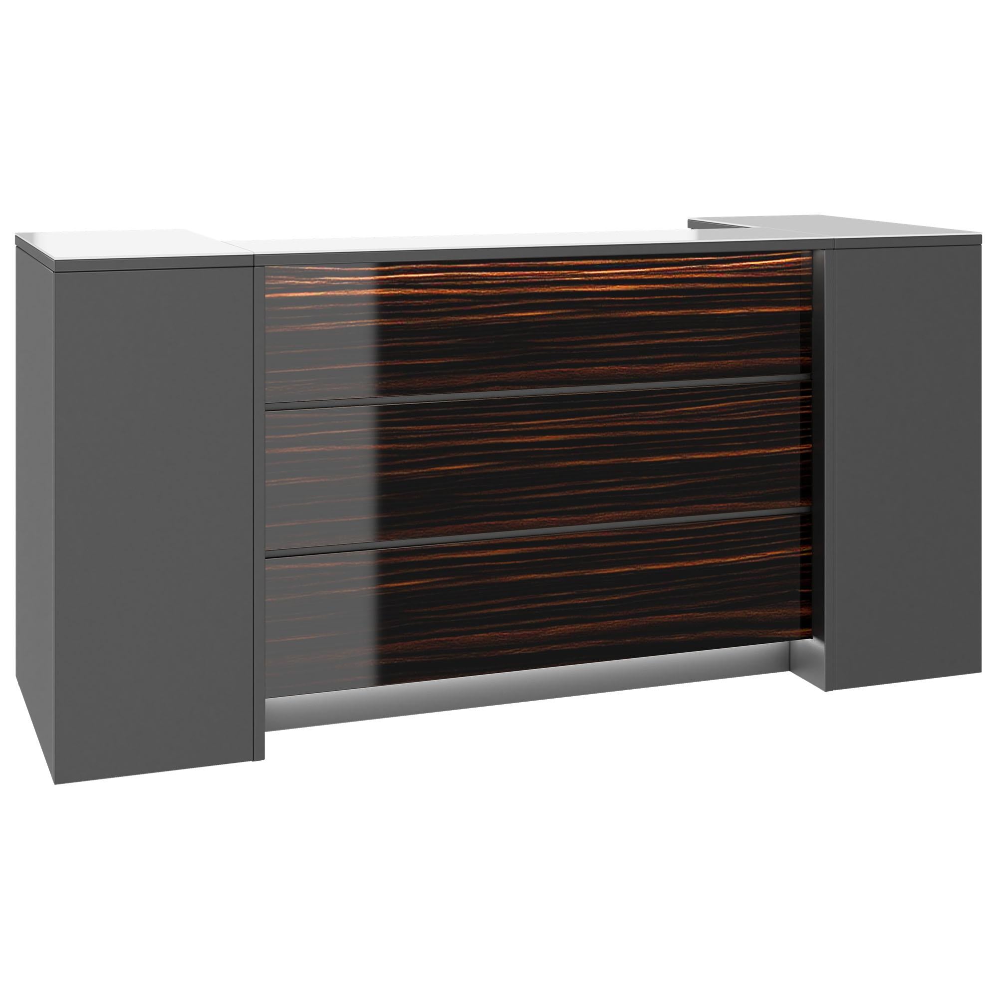 NOVUM Empfangstheke | 2000 - 2400 mm, Multicolor-LED-Beleuchtung, Anthrazit