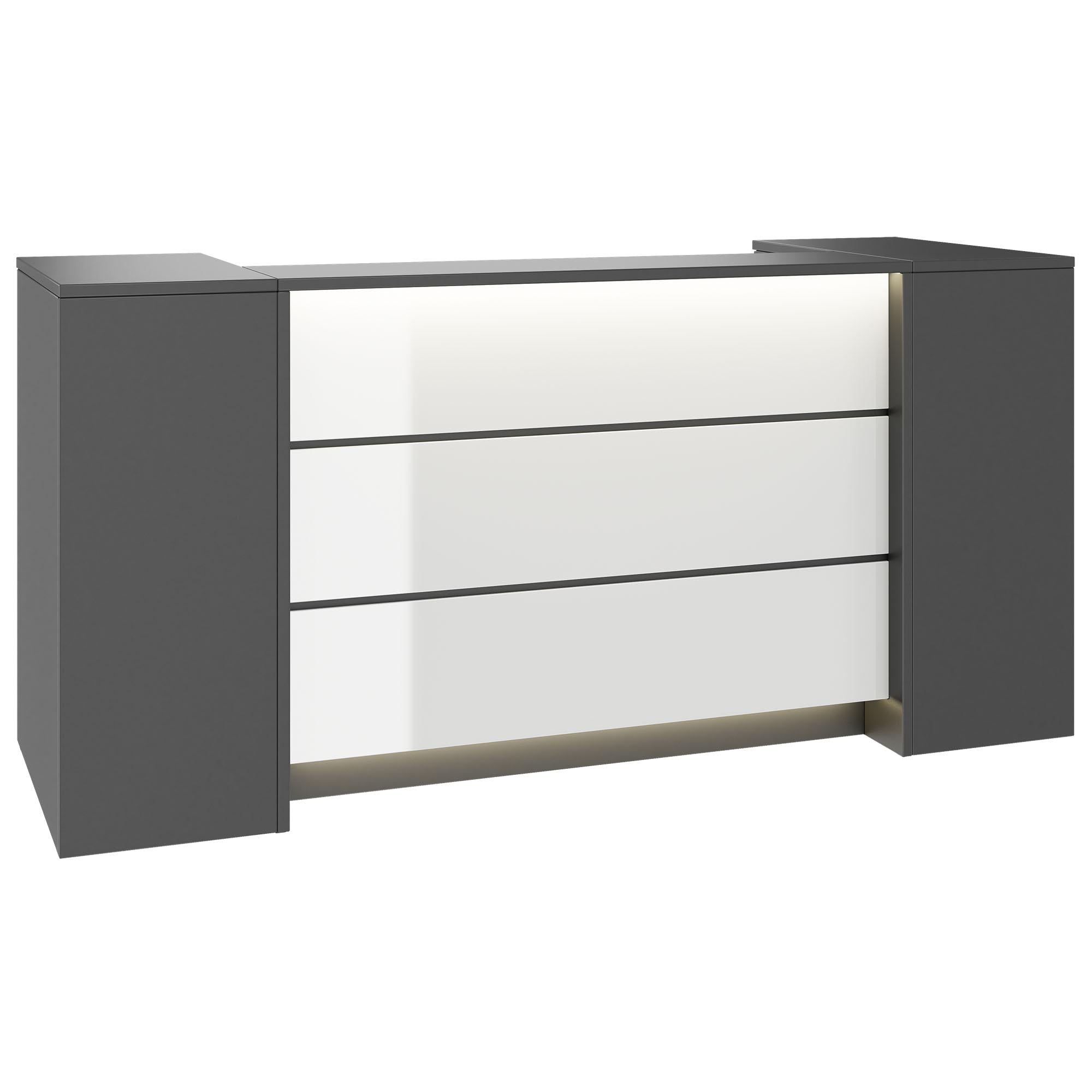 NOVUM Empfangstheke | 2000 - 2400 mm, Multicolor-LED-Beleuchtung, Anthrazit