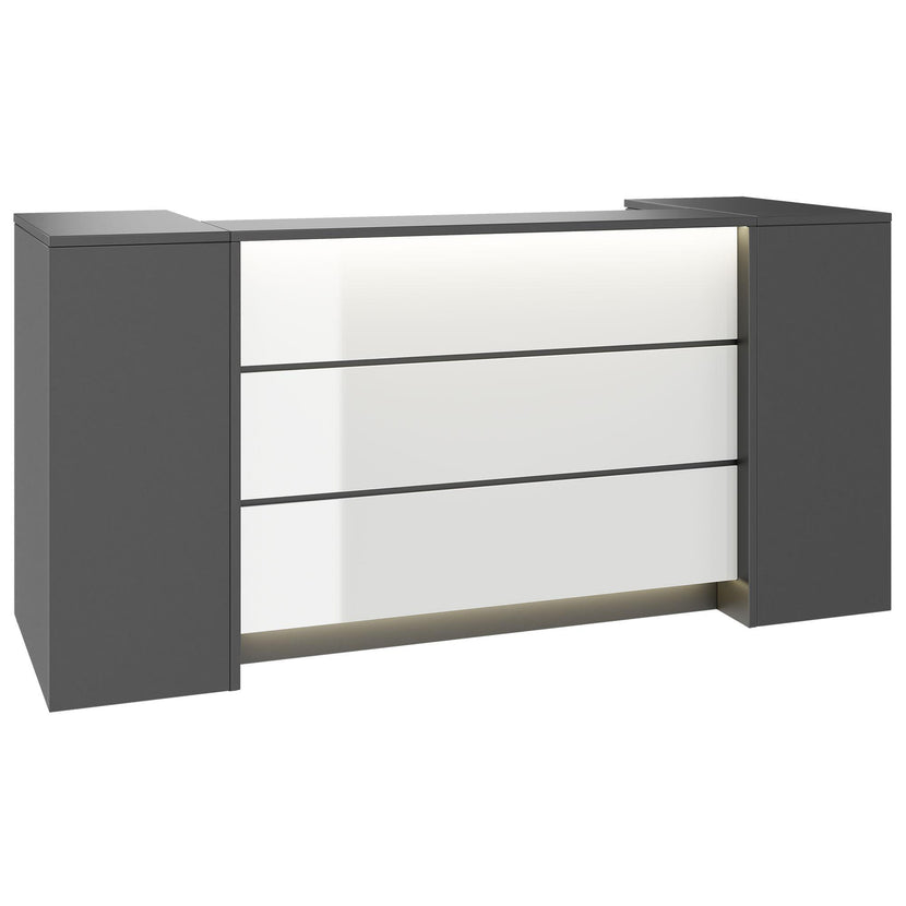 NOVUM Empfangstheke | 2000 - 2400 mm, Multicolor-LED-Beleuchtung, Anthrazit