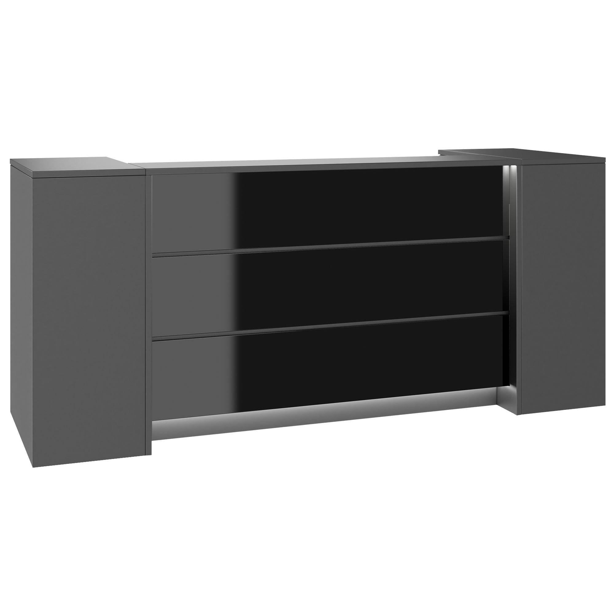 NOVUM Empfangstheke | 2000 - 2400 mm, Multicolor-LED-Beleuchtung, Anthrazit