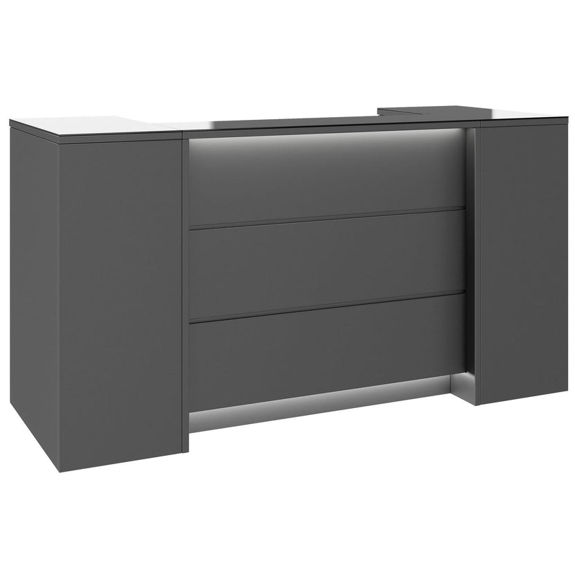 NOVUM Empfangstheke | 2000 - 2400 mm, Multicolor-LED-Beleuchtung, Anthrazit