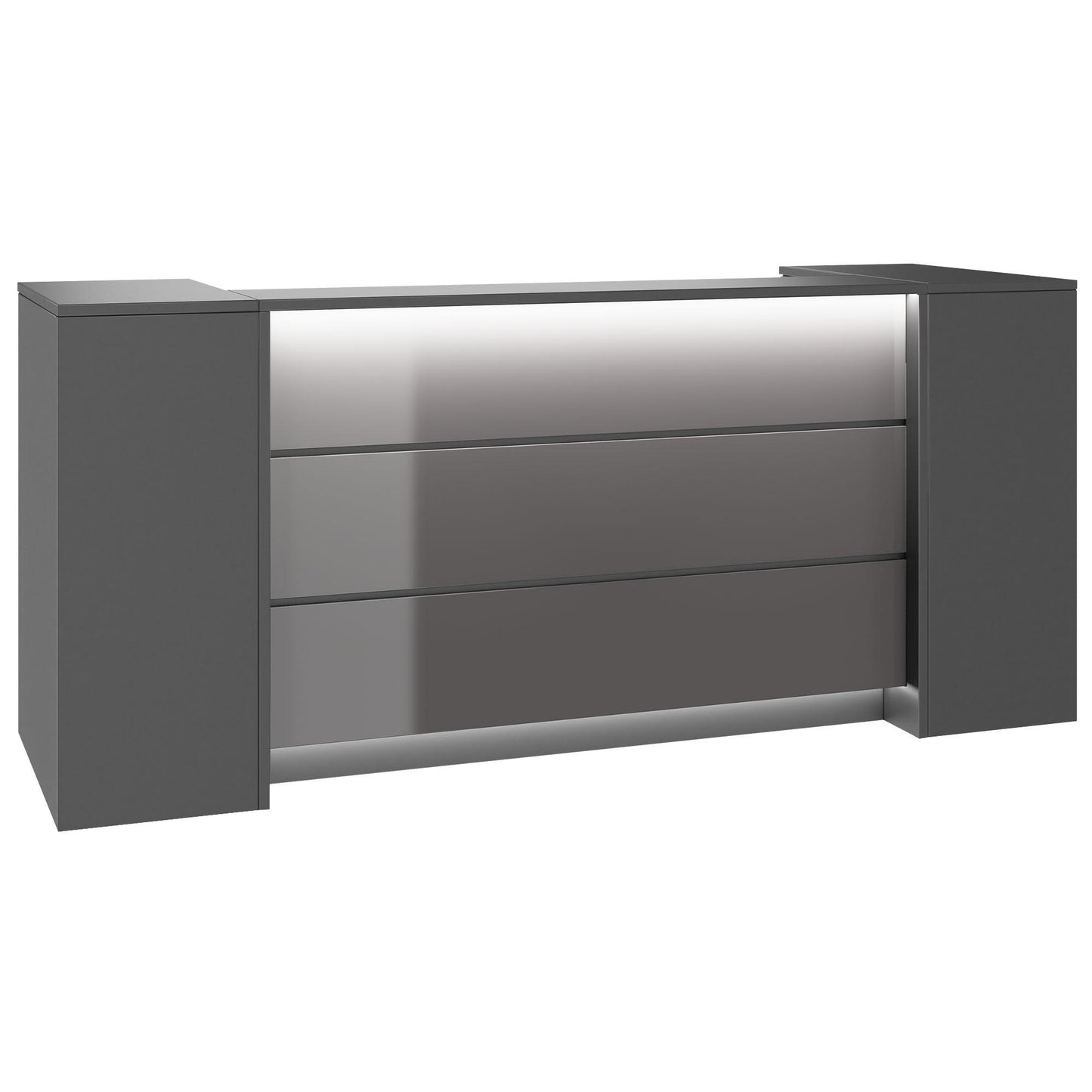 NOVUM Empfangstheke | 2000 - 2400 mm, Multicolor-LED-Beleuchtung, Anthrazit