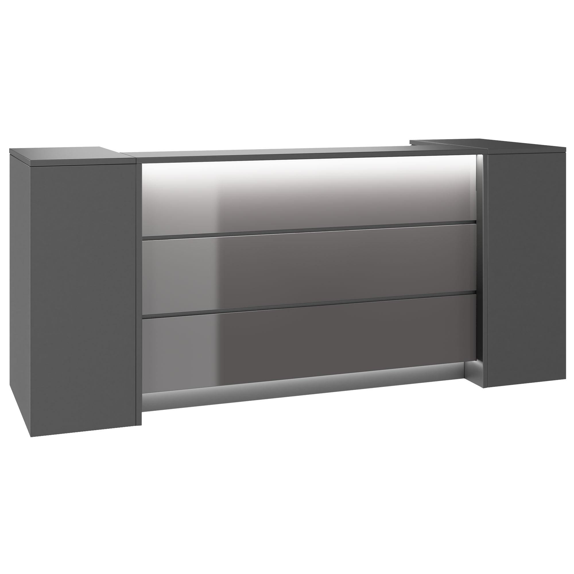 NOVUM Empfangstheke | 2000 - 2400 mm, Multicolor-LED-Beleuchtung, Anthrazit