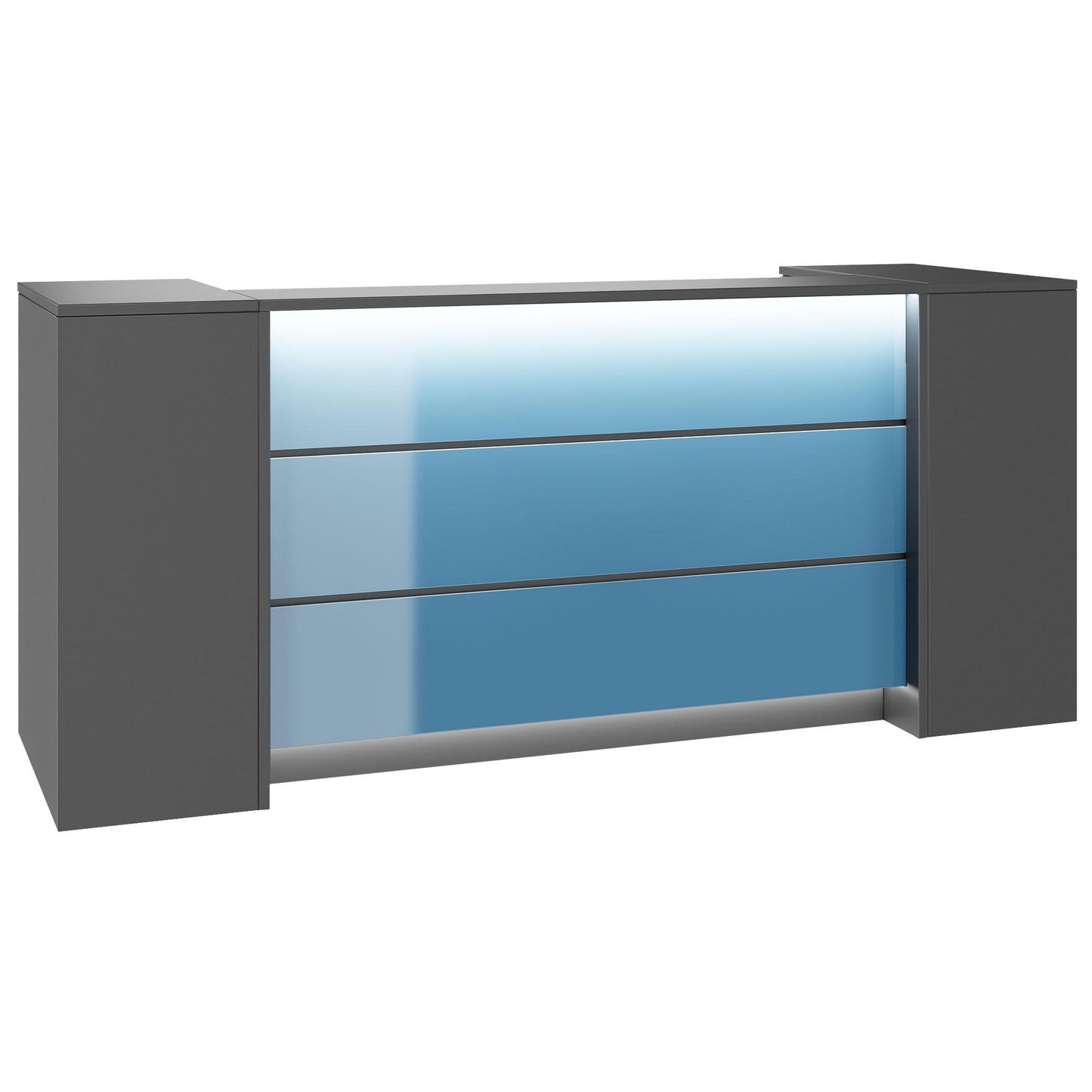 NOVUM Empfangstheke | 2000 - 2400 mm, Multicolor-LED-Beleuchtung, Anthrazit