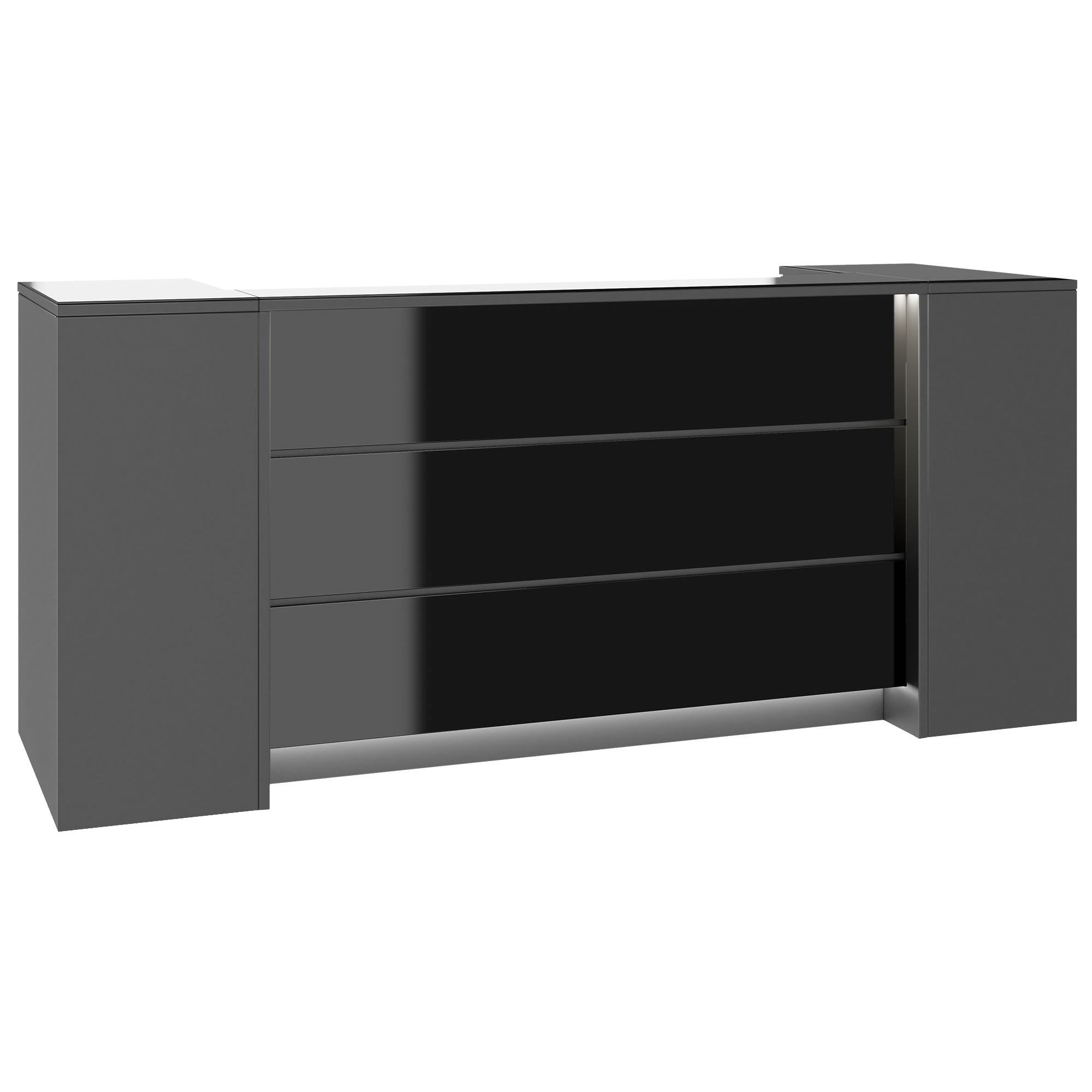 NOVUM Empfangstheke | 2000 - 2400 mm, Multicolor-LED-Beleuchtung, Anthrazit