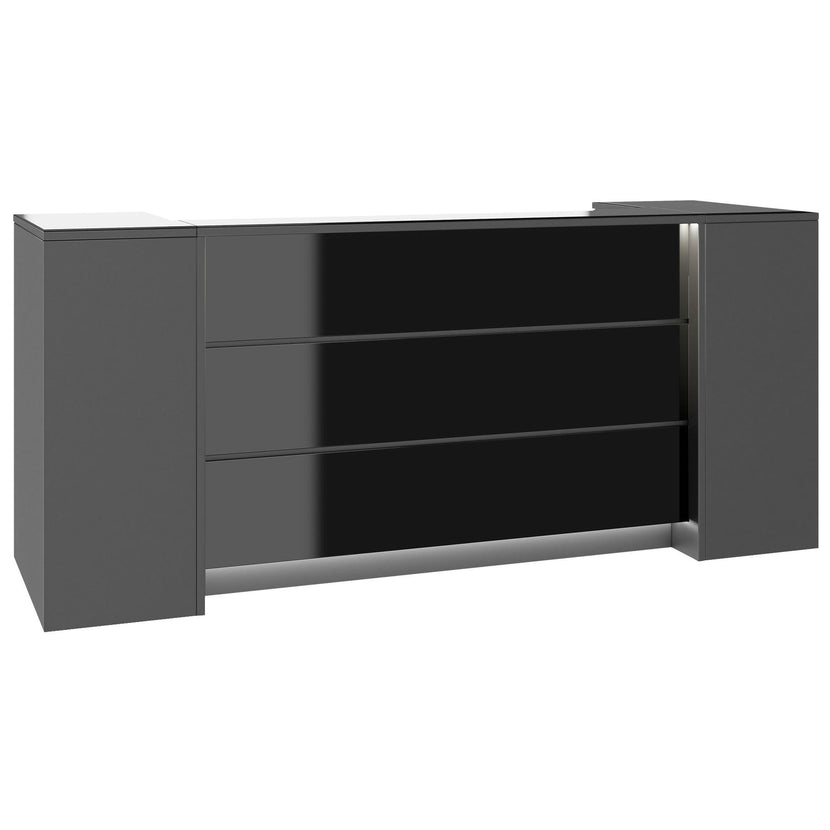 NOVUM Empfangstheke | 2000 - 2400 mm, Multicolor-LED-Beleuchtung, Anthrazit