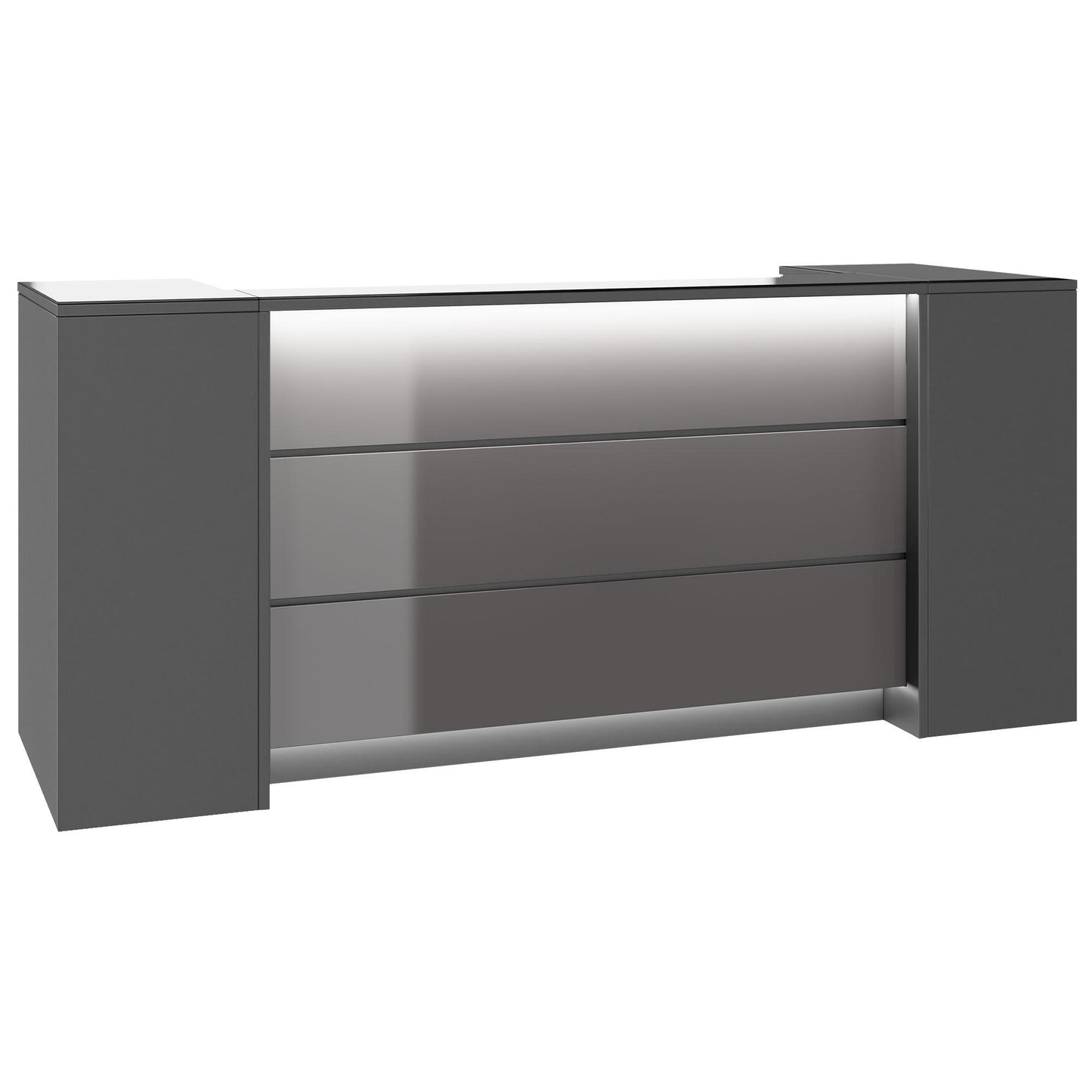 NOVUM Empfangstheke | 2000 - 2400 mm, Multicolor-LED-Beleuchtung, Anthrazit