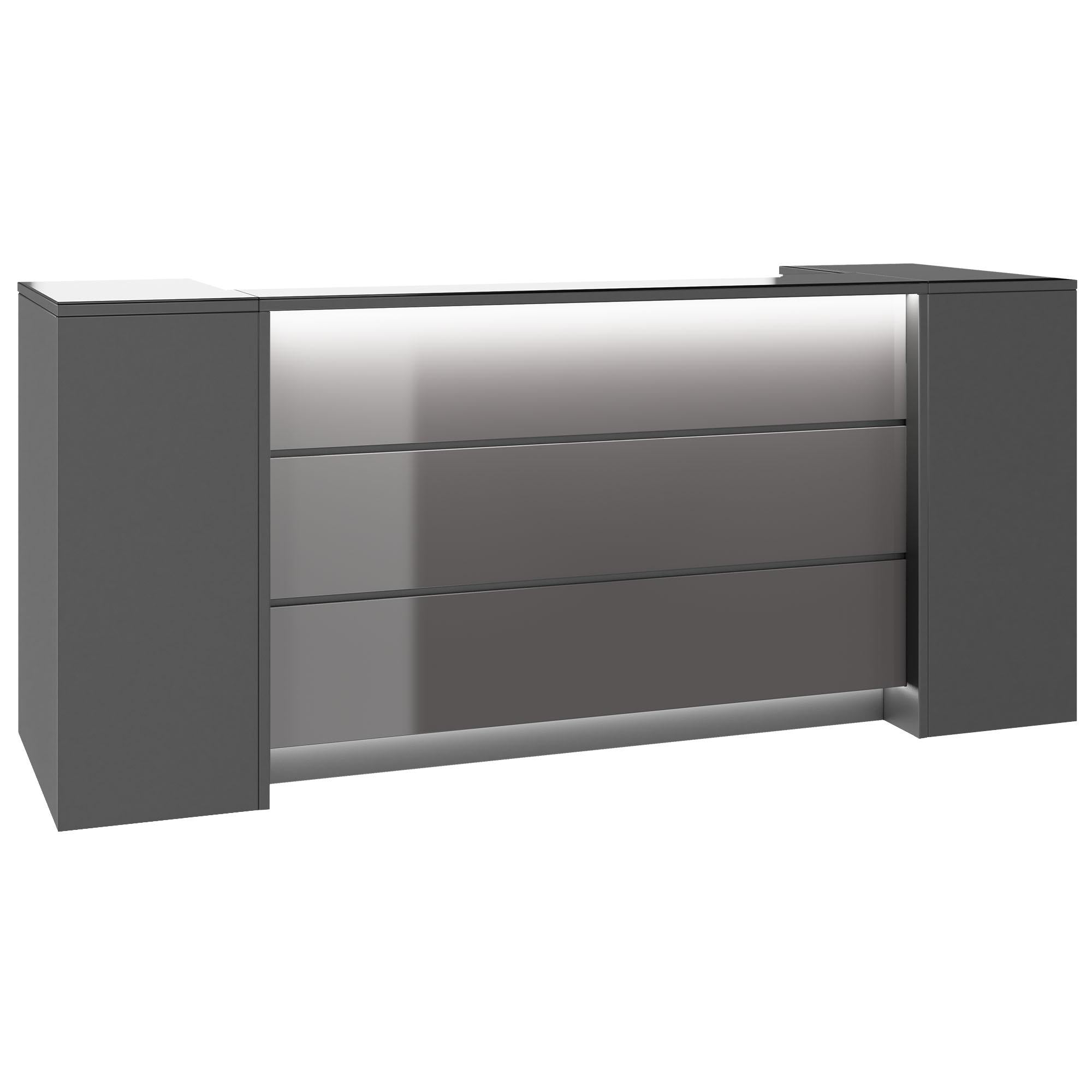 NOVUM Empfangstheke | 2000 - 2400 mm, Multicolor-LED-Beleuchtung, Anthrazit