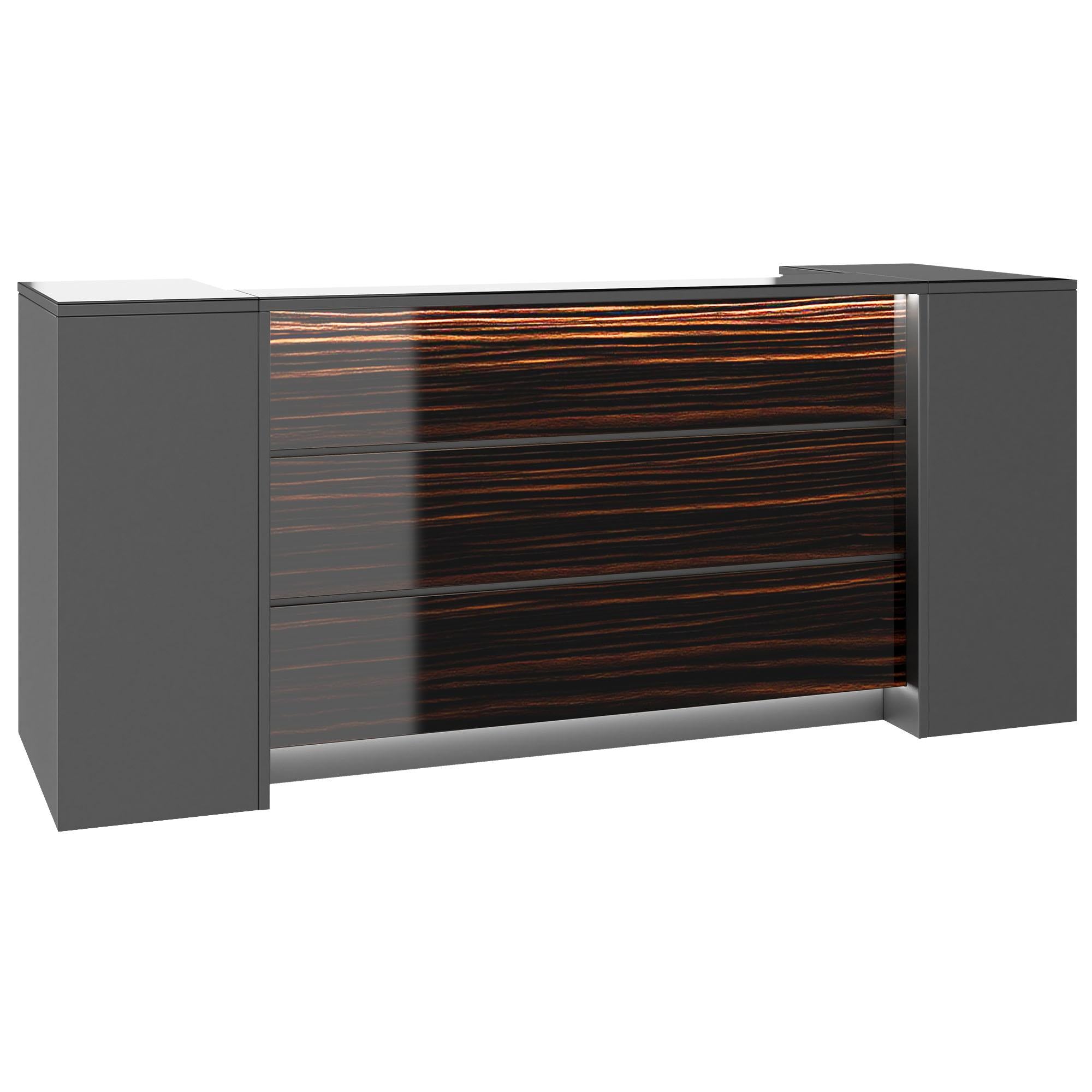 NOVUM Empfangstheke | 2000 - 2400 mm, Multicolor-LED-Beleuchtung, Anthrazit