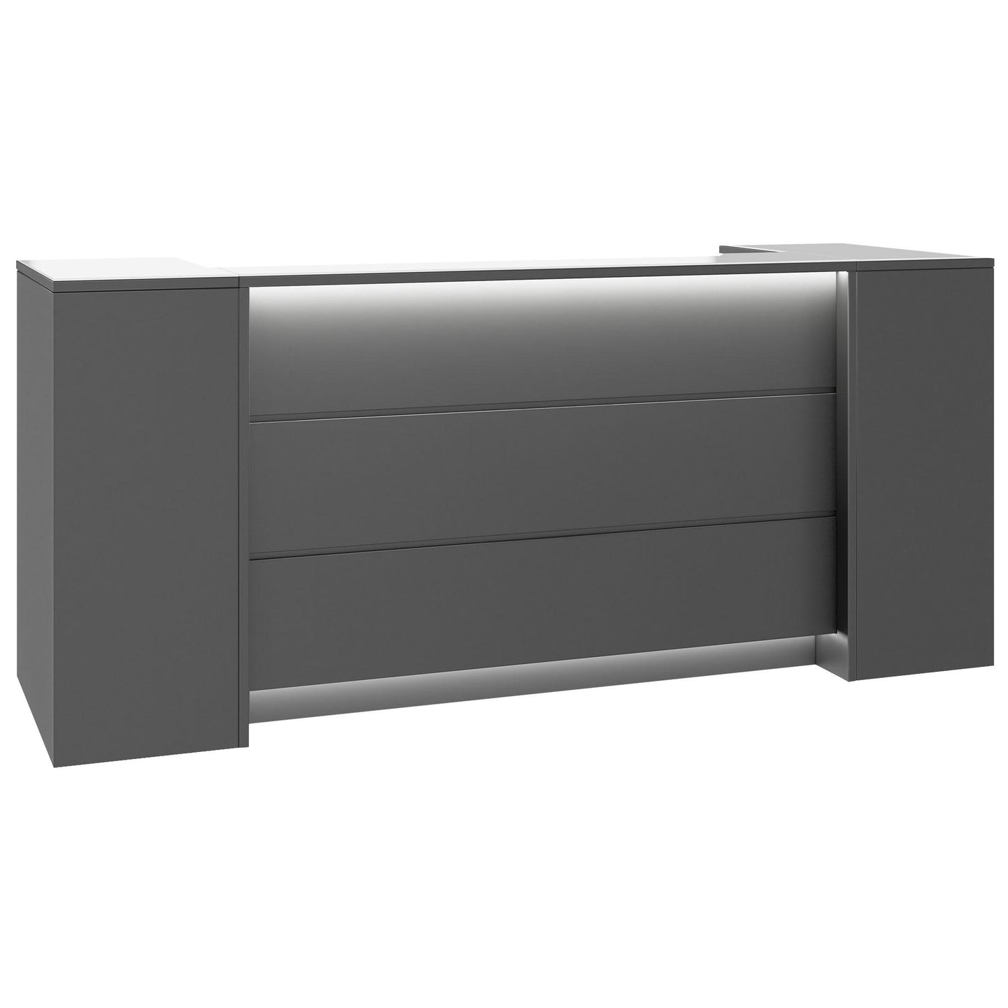 NOVUM Empfangstheke | 2000 - 2400 mm, Multicolor-LED-Beleuchtung, Anthrazit