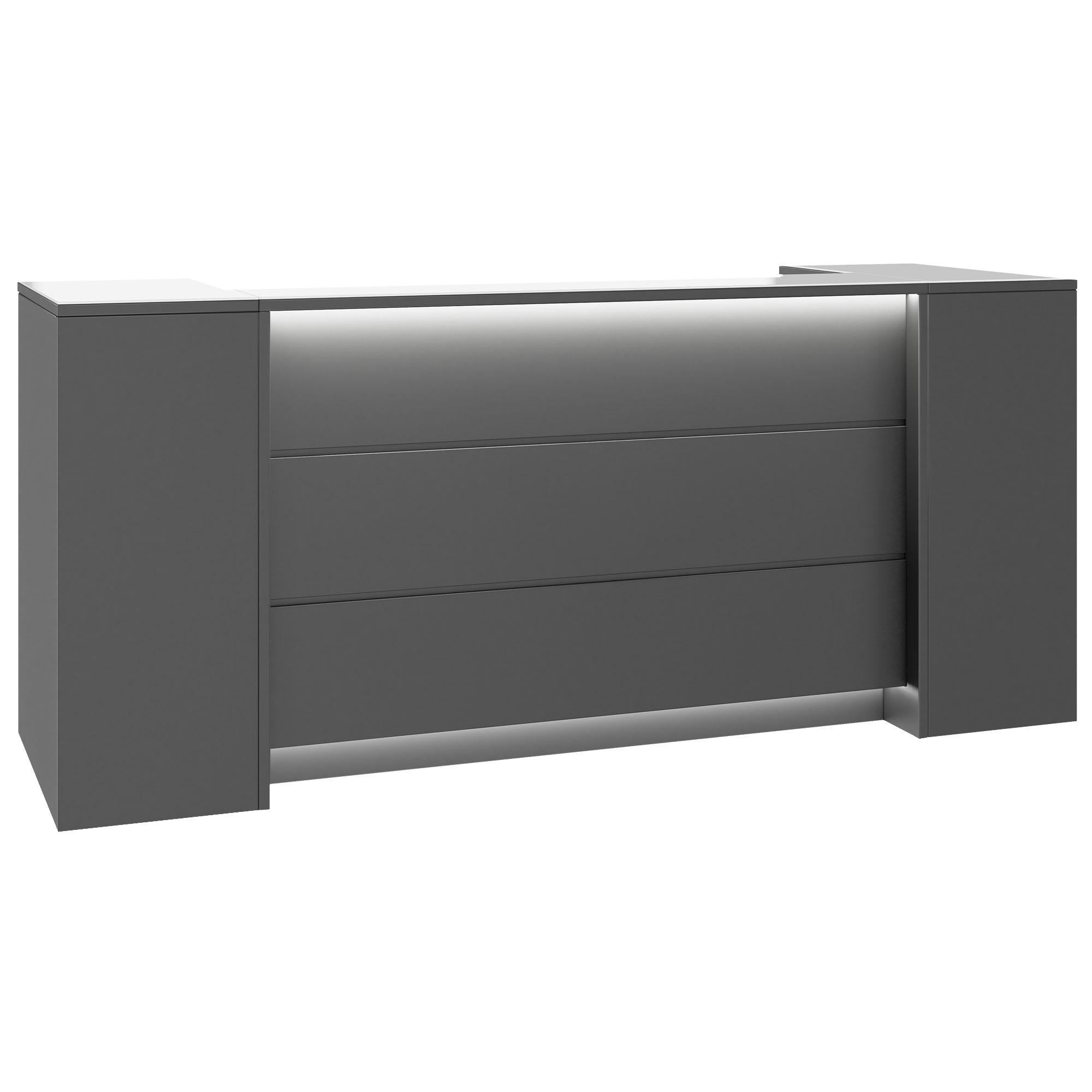 NOVUM Empfangstheke | 2000 - 2400 mm, Multicolor-LED-Beleuchtung, Anthrazit