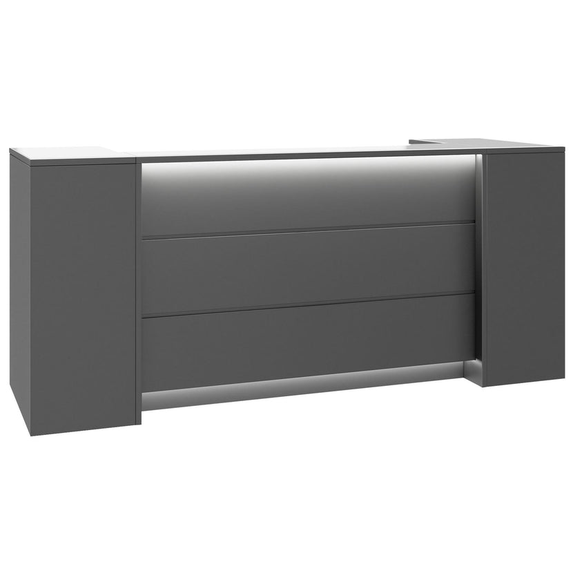 NOVUM Empfangstheke | 2000 - 2400 mm, Multicolor-LED-Beleuchtung, Anthrazit