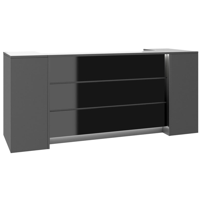 NOVUM Empfangstheke | 2000 - 2400 mm, Multicolor-LED-Beleuchtung, Anthrazit