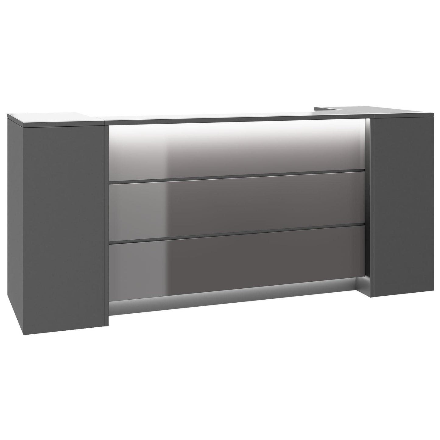 NOVUM Empfangstheke | 2000 - 2400 mm, Multicolor-LED-Beleuchtung, Anthrazit