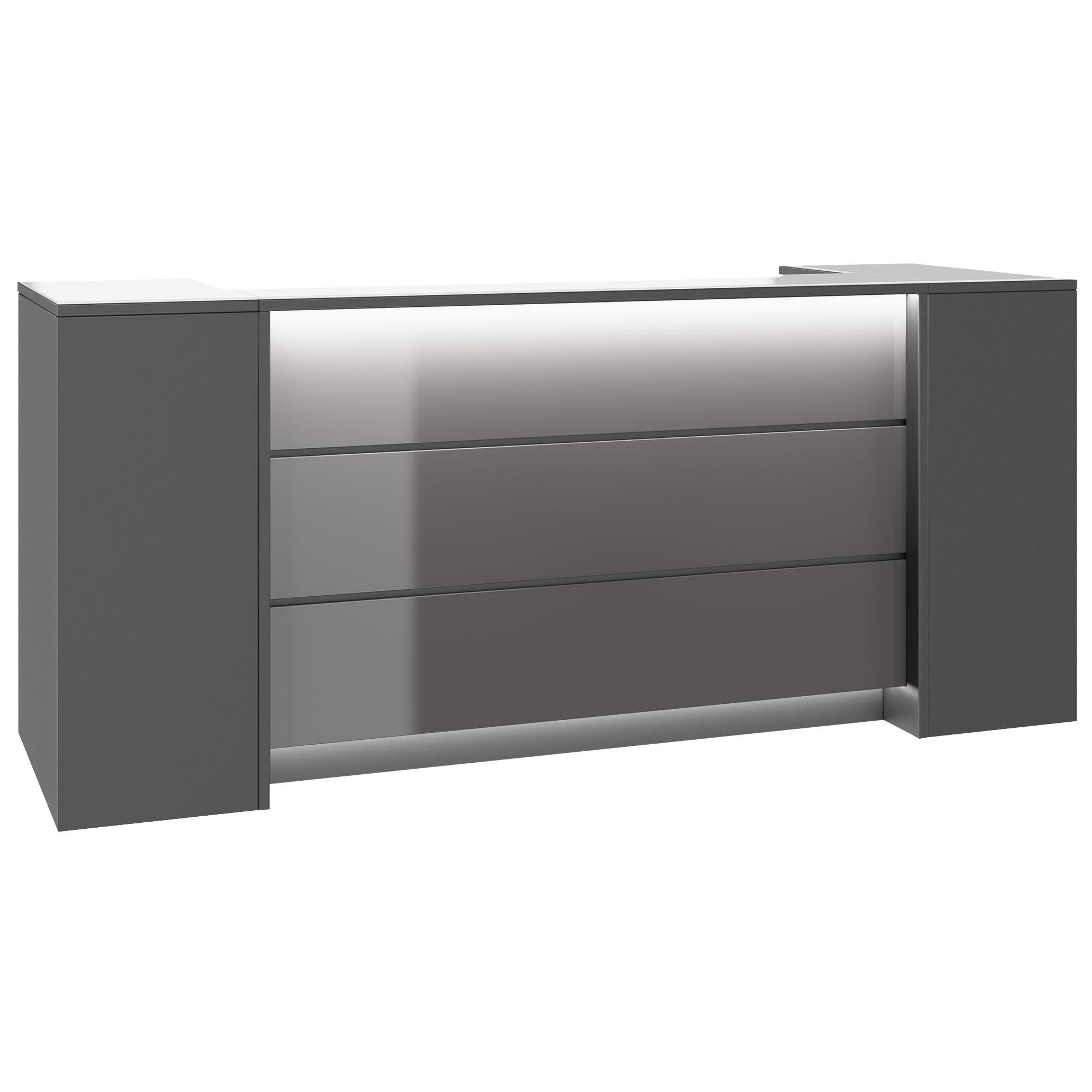 NOVUM Empfangstheke | 2000 - 2400 mm, Multicolor-LED-Beleuchtung, Anthrazit