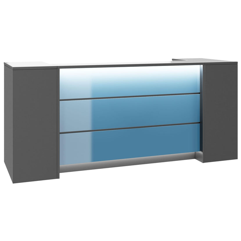 NOVUM Empfangstheke | 2000 - 2400 mm, Multicolor-LED-Beleuchtung, Anthrazit