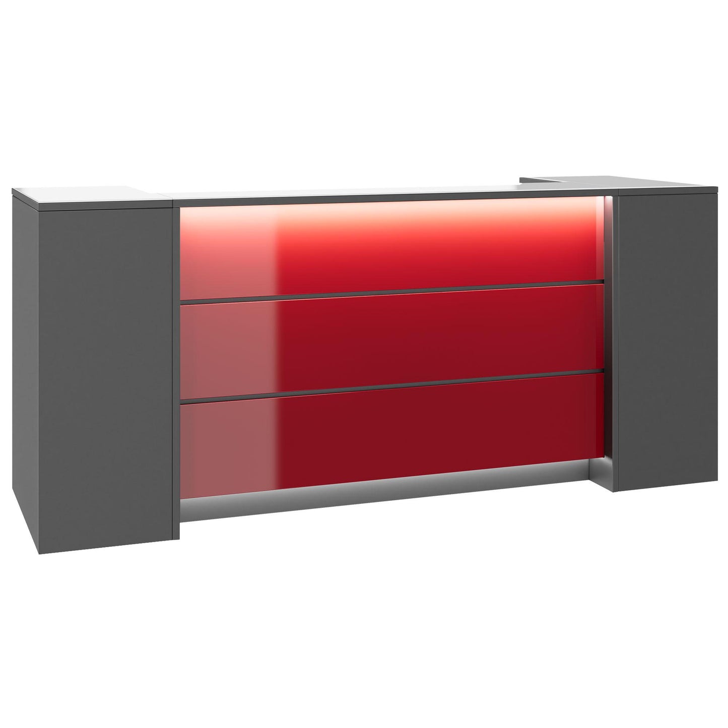 NOVUM Empfangstheke | 2000 - 2400 mm, Multicolor-LED-Beleuchtung, Anthrazit