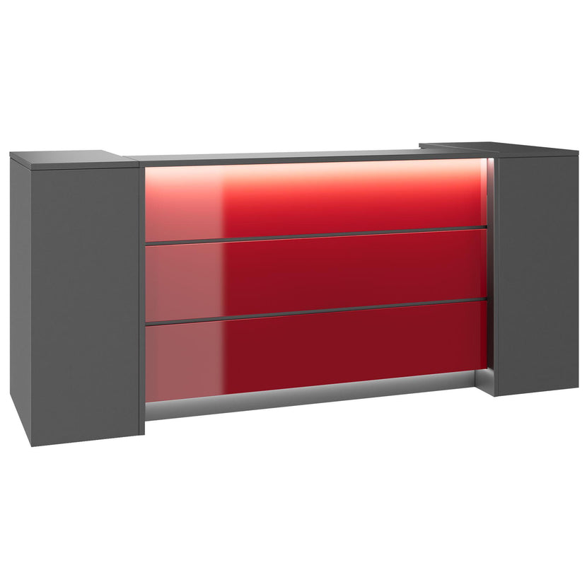 NOVUM Empfangstheke | 2000 - 2400 mm, Multicolor-LED-Beleuchtung, Anthrazit
