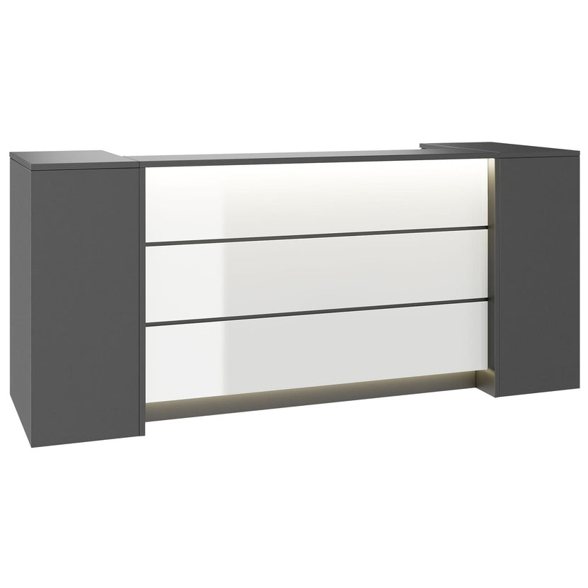 NOVUM Empfangstheke | 2000 - 2400 mm, Multicolor-LED-Beleuchtung, Anthrazit