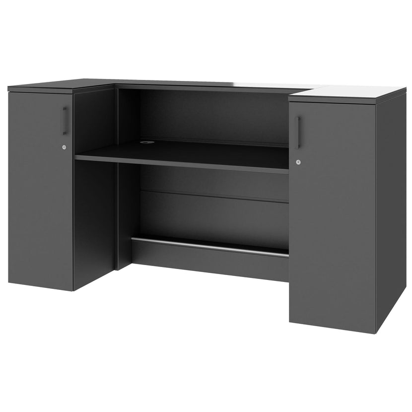 NOVUM Empfangstheke | 2000 - 2400 mm, Multicolor-LED-Beleuchtung, Anthrazit