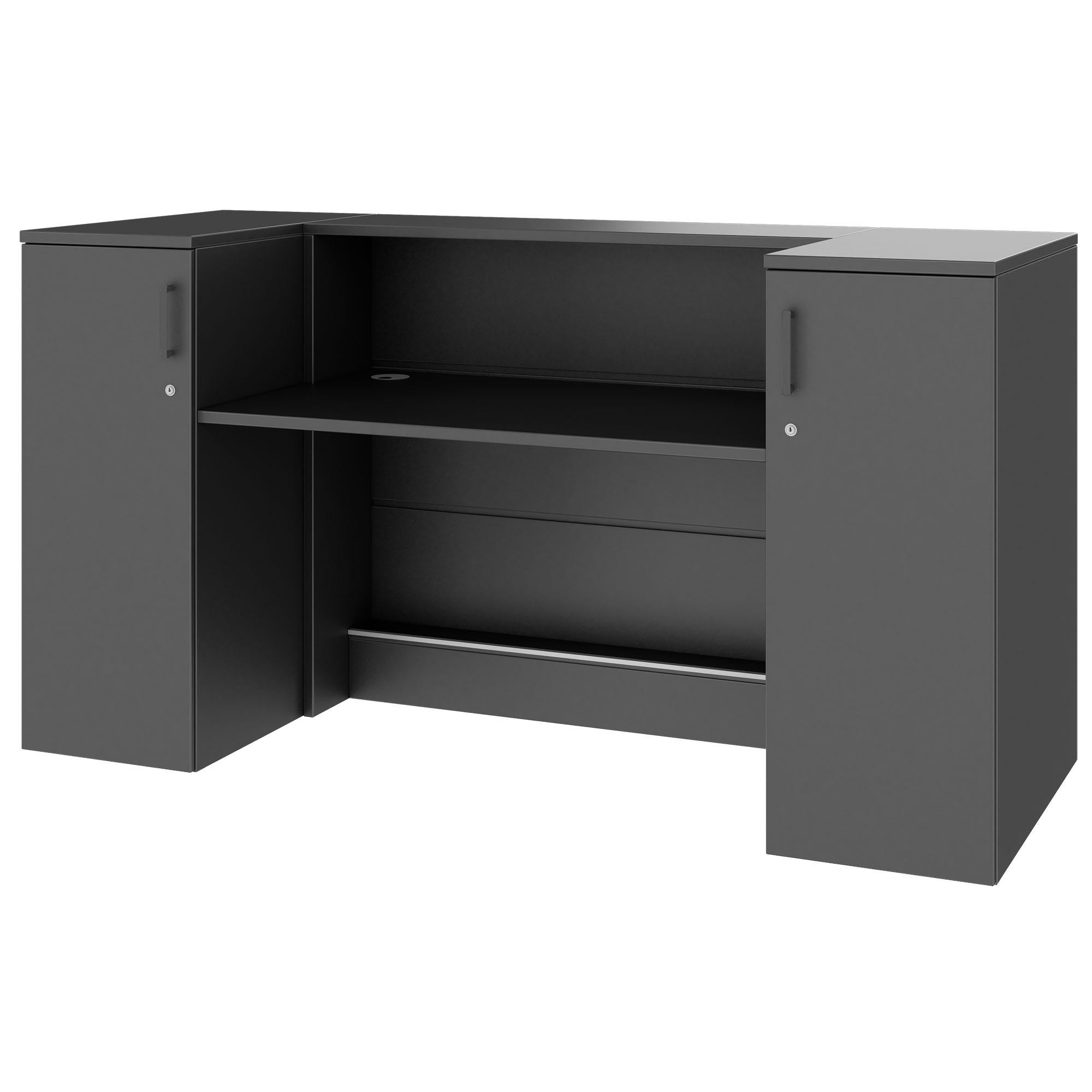 NOVUM Empfangstheke | 2000 - 2400 mm, Multicolor-LED-Beleuchtung, Anthrazit