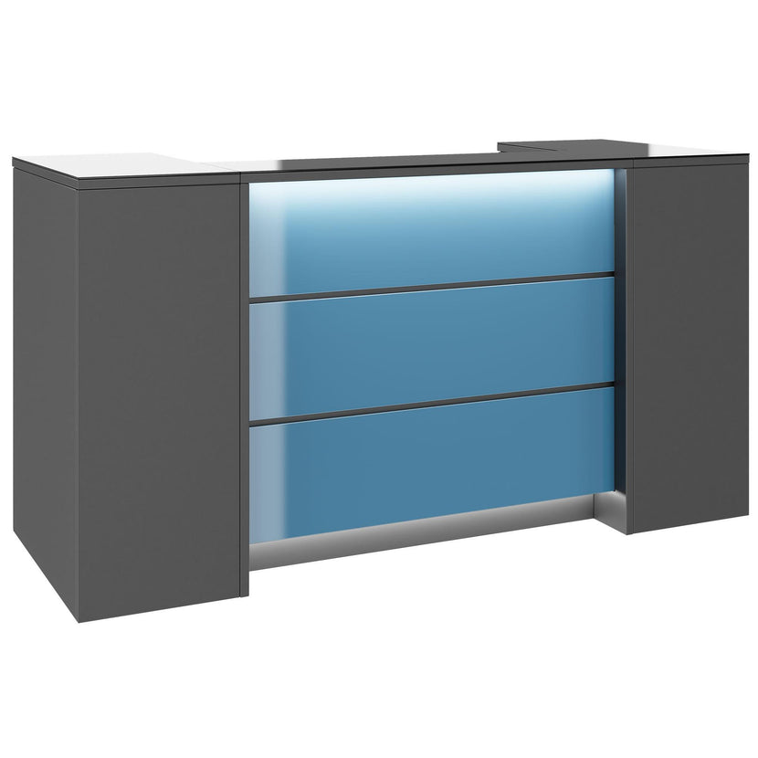 NOVUM Empfangstheke | 2000 - 2400 mm, Multicolor-LED-Beleuchtung, Anthrazit