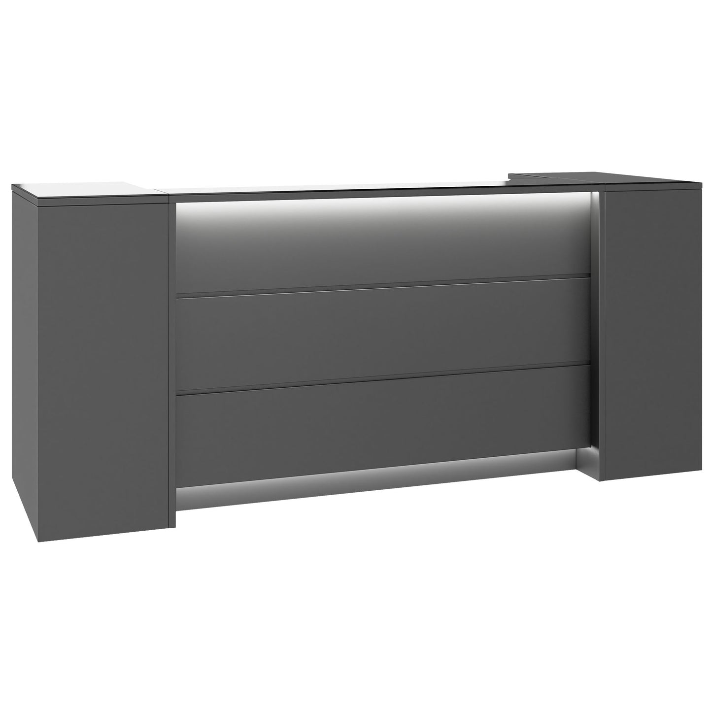 NOVUM Empfangstheke | 2000 - 2400 mm, Multicolor-LED-Beleuchtung, Anthrazit