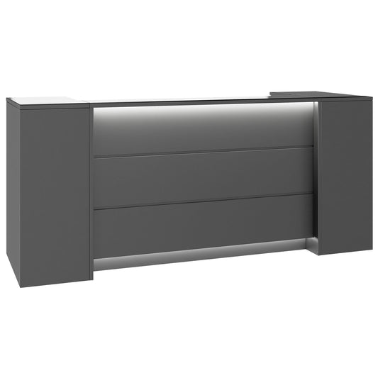 NOVUM Empfangstheke | 2000 - 2400 mm, Multicolor-LED-Beleuchtung, Anthrazit