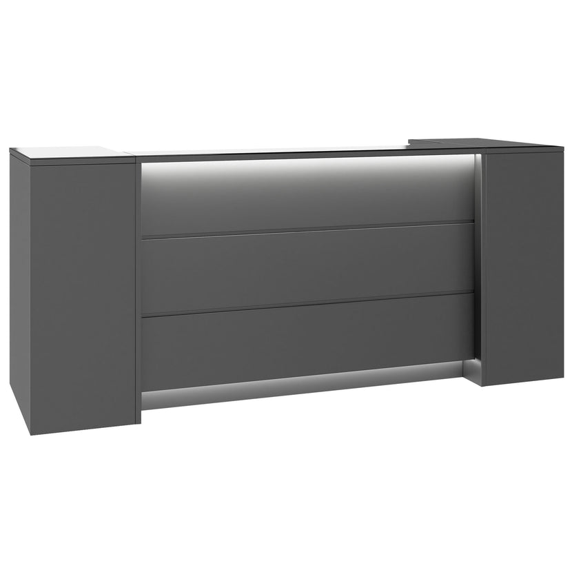 NOVUM Empfangstheke | 2000 - 2400 mm, Multicolor-LED-Beleuchtung, Anthrazit