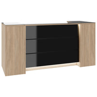 Novum reception counter | 2000-2400 mm, multicolor LED lighting, amber oak