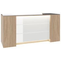 Novum reception counter | 2000-2400 mm, multicolor LED lighting, amber oak