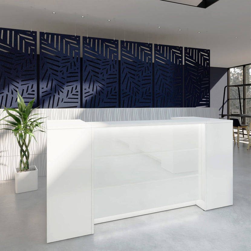 Contatore di accoglienza Novum | 2000-2400 mm, illuminazione a LED multicolore, bianco