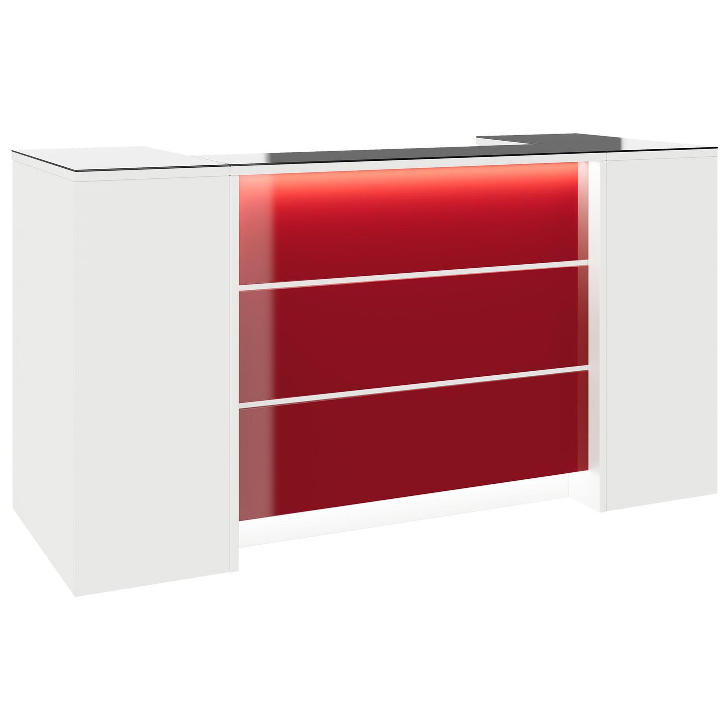 NOVUM Empfangstheke | 2000 - 2400 mm, Multicolor-LED-Beleuchtung, Weiß