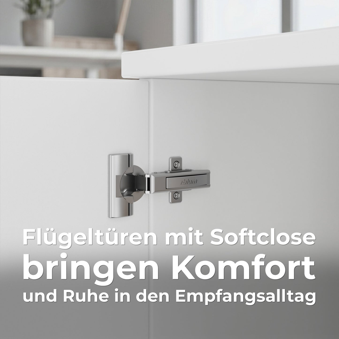 NOVUM Empfangstheke | 3600 - 4400 mm, Multicolor-LED-Beleuchtung, Weiß