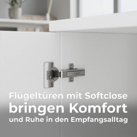 NOVUM Empfangstheke | 3600 - 4400 mm, Multicolor-LED-Beleuchtung, Weiß