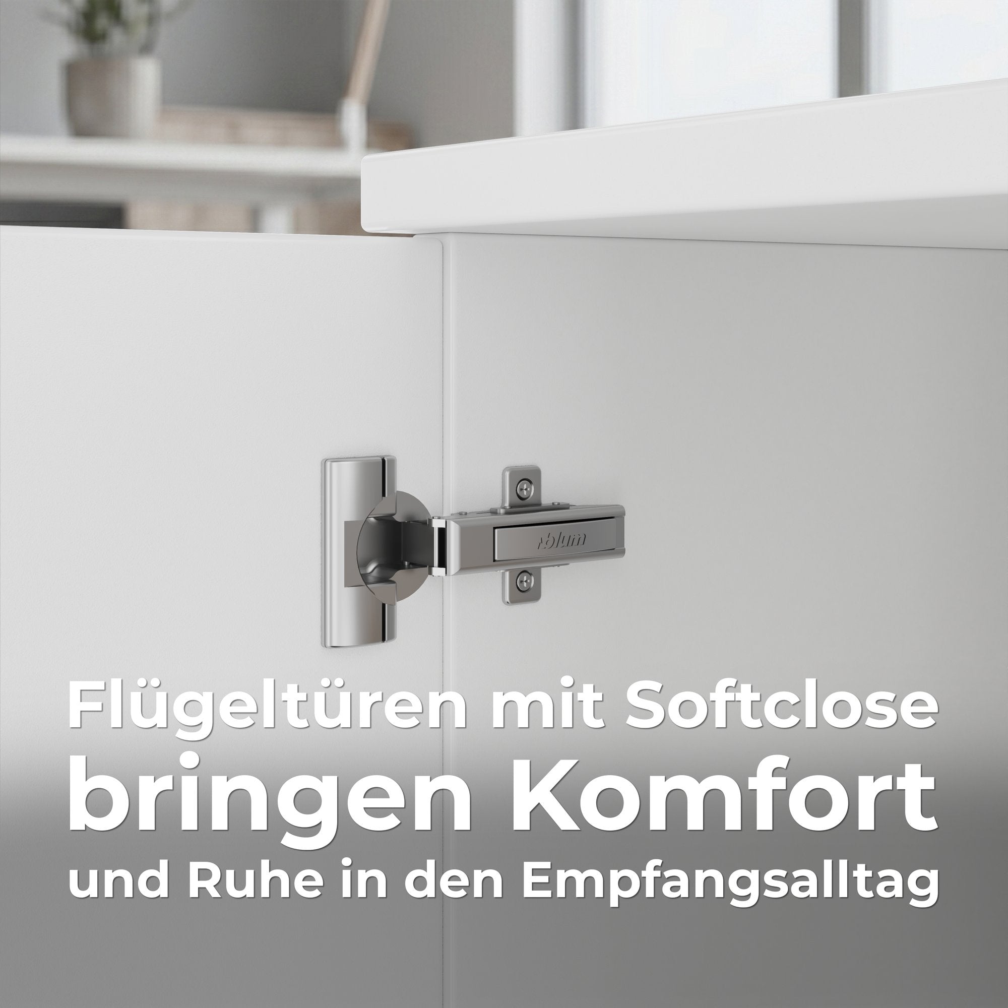 NOVUM Empfangstheke | 3600 - 4400 mm, Multicolor-LED-Beleuchtung, Weiß
