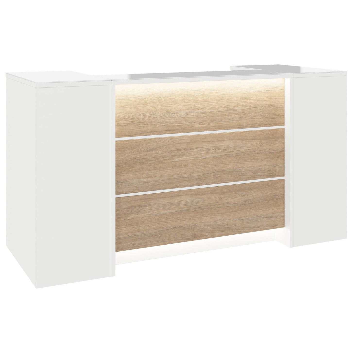 NOVUM Empfangstheke | 2000 - 2400 mm, Multicolor-LED-Beleuchtung, Weiß