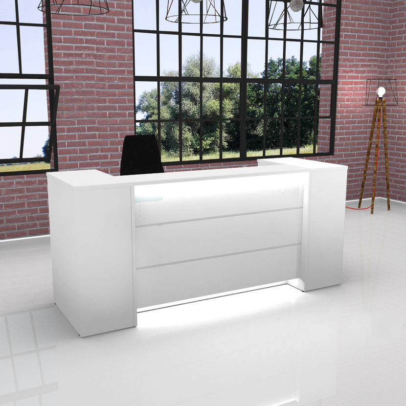 Contatore di accoglienza Novum | 2000-2400 mm, illuminazione a LED multicolore, bianco