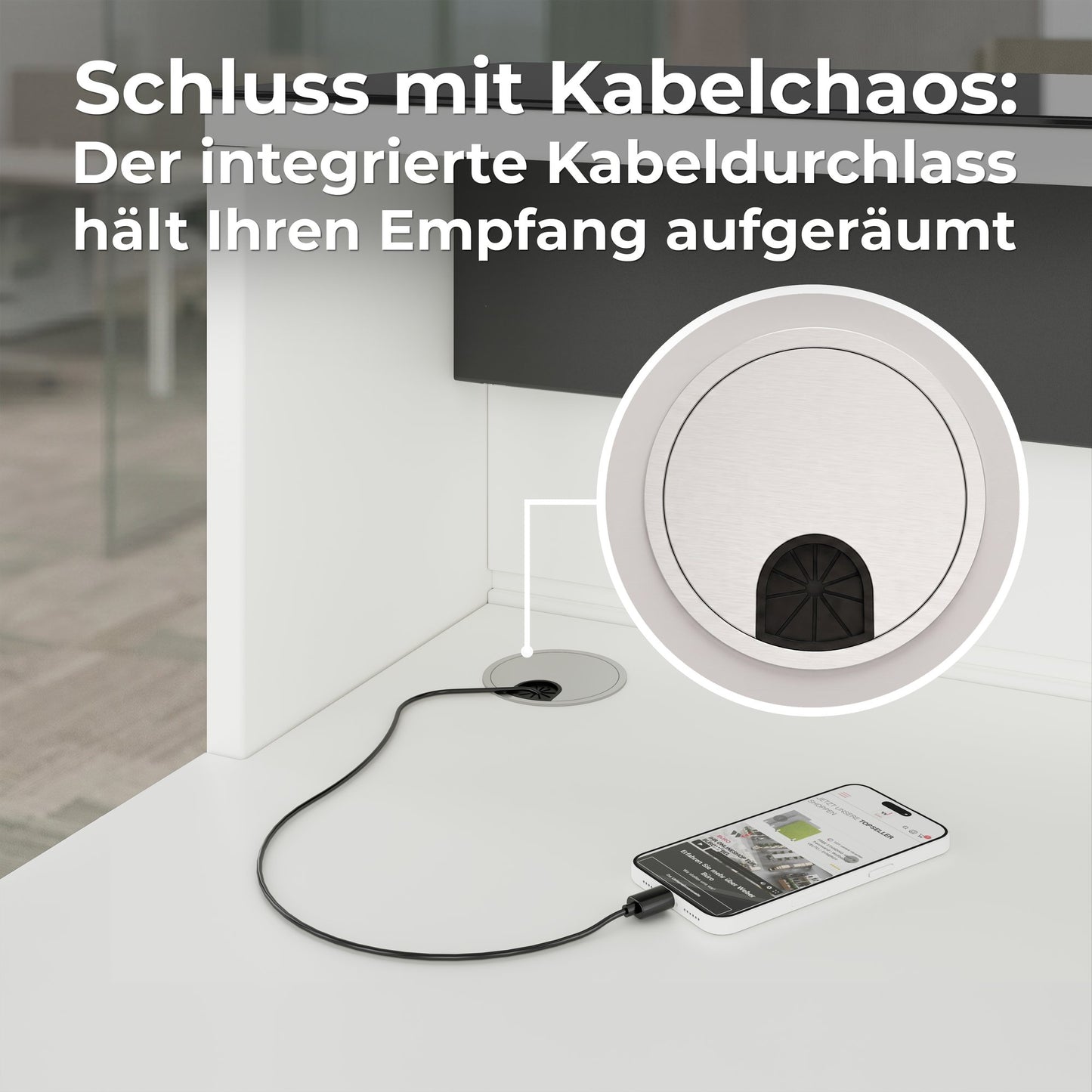 NOVUM Empfangstheke | 3600 - 4400 mm, Multicolor-LED-Beleuchtung, Weiß
