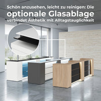 NOVUM Empfangstheke | 3600 - 4400 mm, Multicolor-LED-Beleuchtung, Weiß