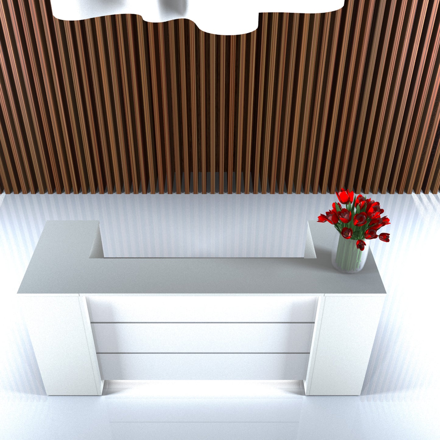 Novum reception counter | 2000-2400 mm, multicolor LED lighting, white