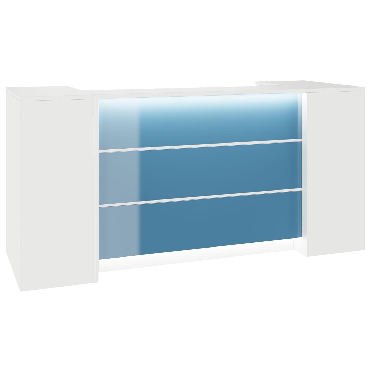 NOVUM Empfangstheke | 2000 - 2400 mm, Multicolor-LED-Beleuchtung, Weiß