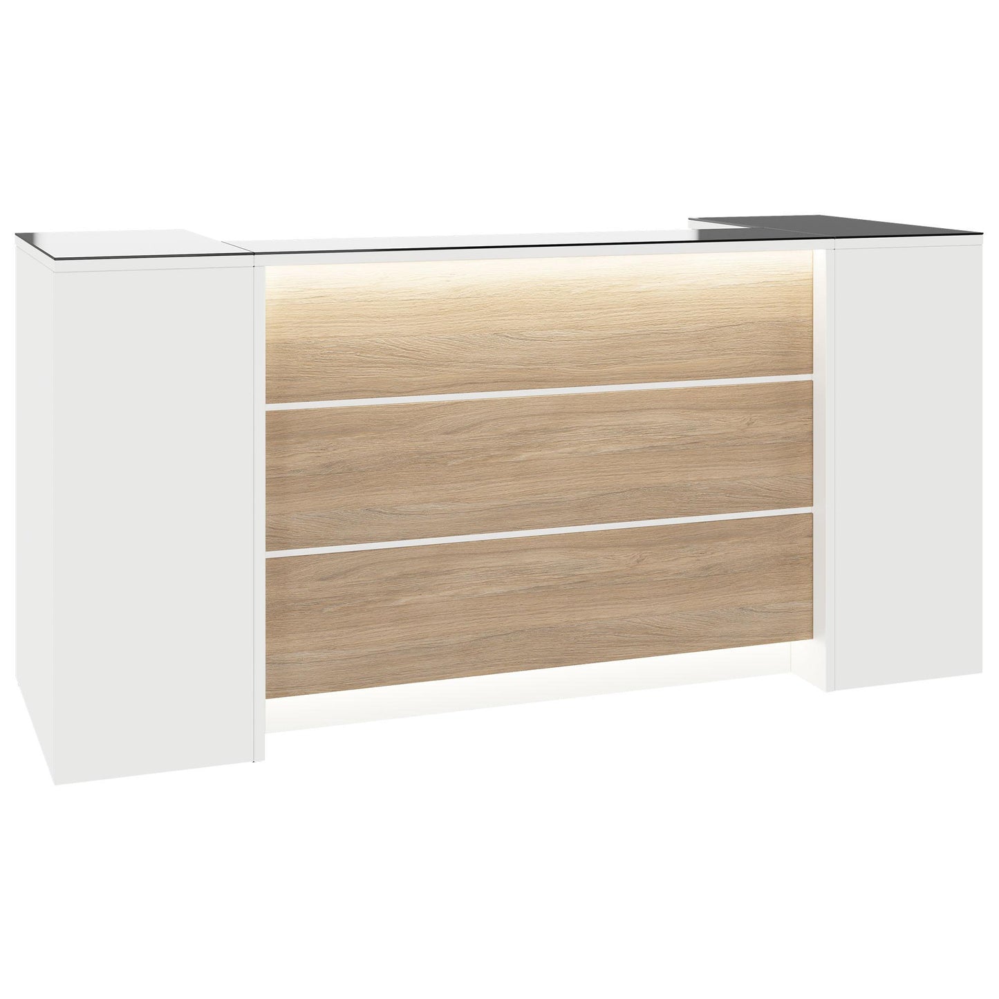 NOVUM Empfangstheke | 2000 - 2400 mm, Multicolor-LED-Beleuchtung, Weiß
